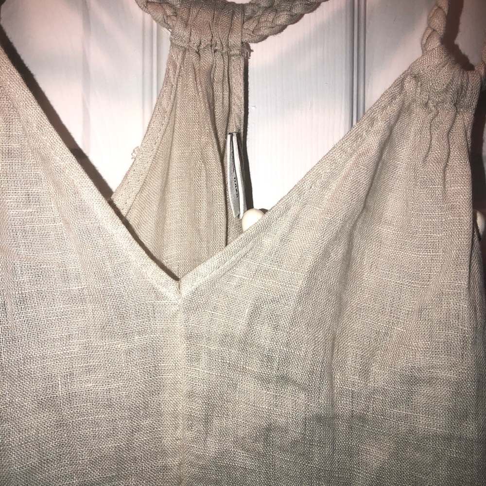 Rachel Zoe Linen Midi Dress with Braided Halter Straps in Beige - Picture 8 of 9